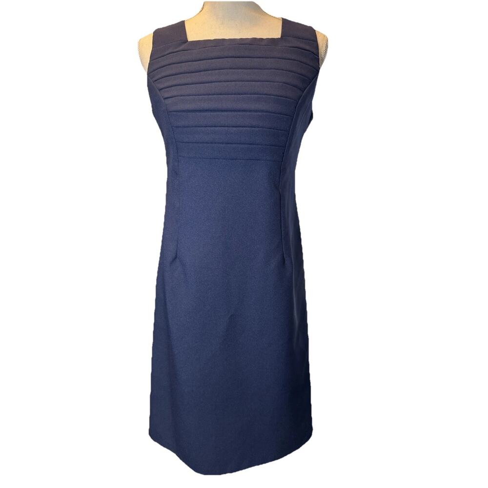 Vintage Signature Collection By Vicki Wayne Dress 6P Dark Blue Office Siren 90s